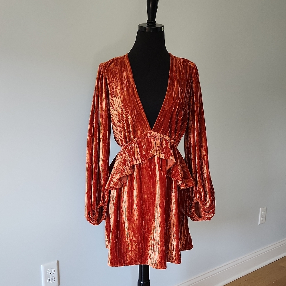 Topshop Peplum Velvet Minidress